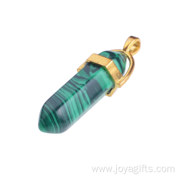 Wholesale Jewelry Gold Plated Bullet Shape Men Natural Stones Pendant Necklace